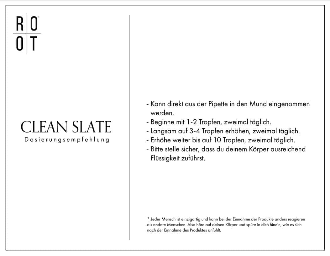 ROOT Clean Slate – das Original aus den USA. Flüssiges Siliziumdioxid mit Vitamin C zur sanften Entgiftung. Bioverfügbar, einfach dosierbar und hochwertig hergestellt. Ideal für die tägliche Anwendung.