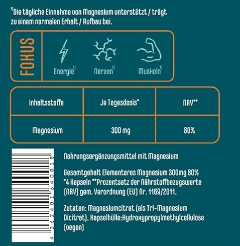 Elementares Magnesiumcitrat (120 Kapseln)