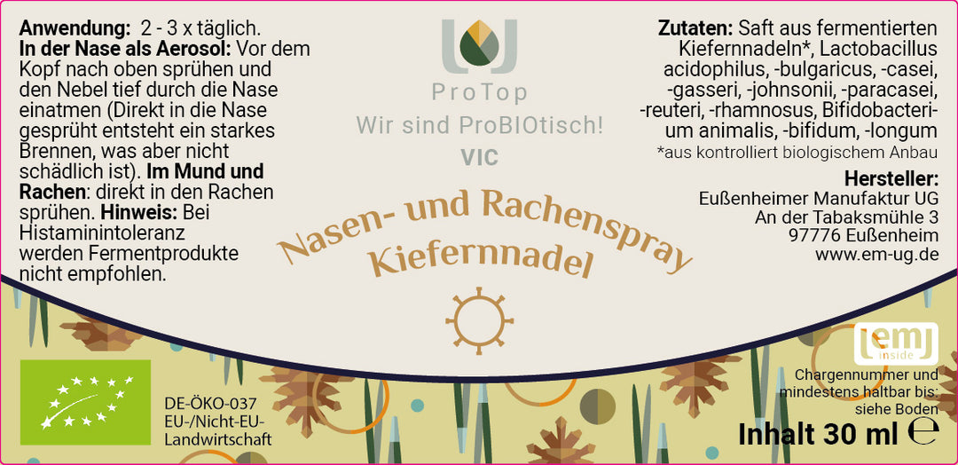 Nasen- und Rachenspray VIC, Kiefernadel, BIO (30 ml) - ENKI Institut